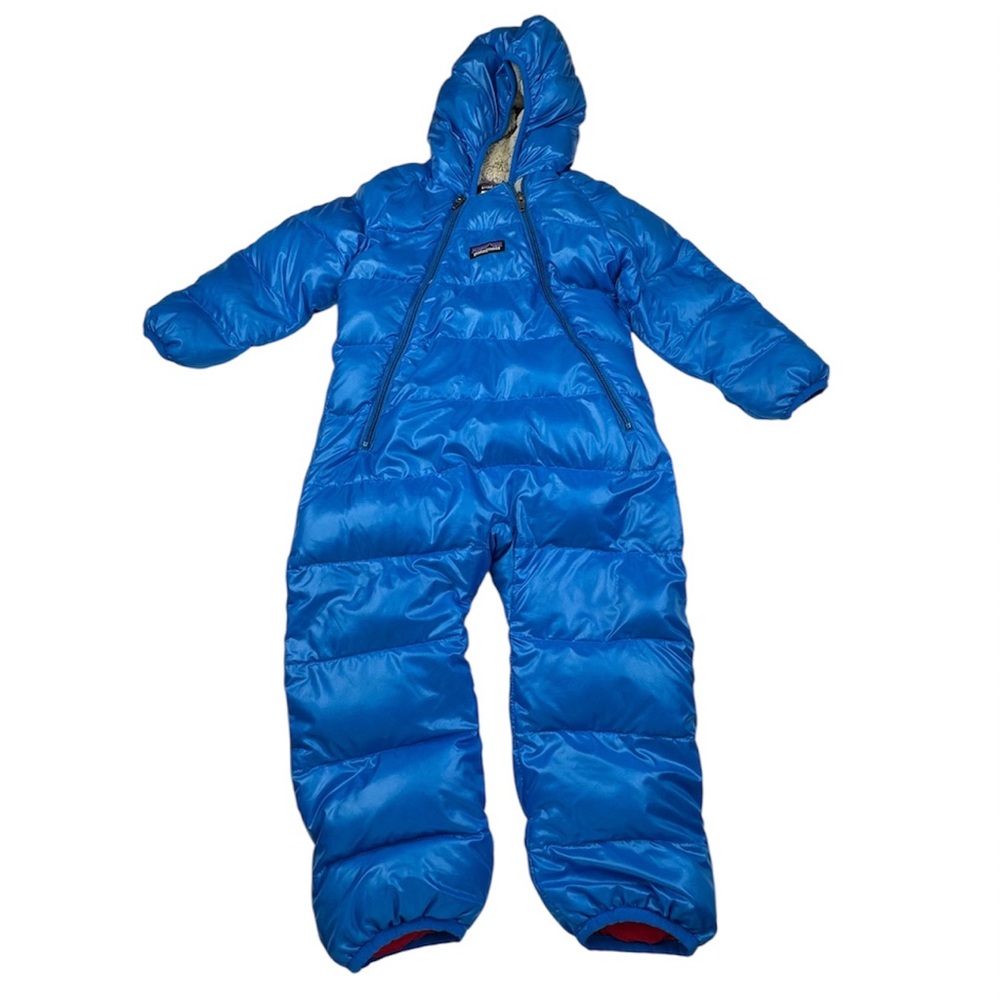 Patagonia Infant Puffer 12M Blue SnowSuit Hi-Loft Down Full Zip Sweater Bunting